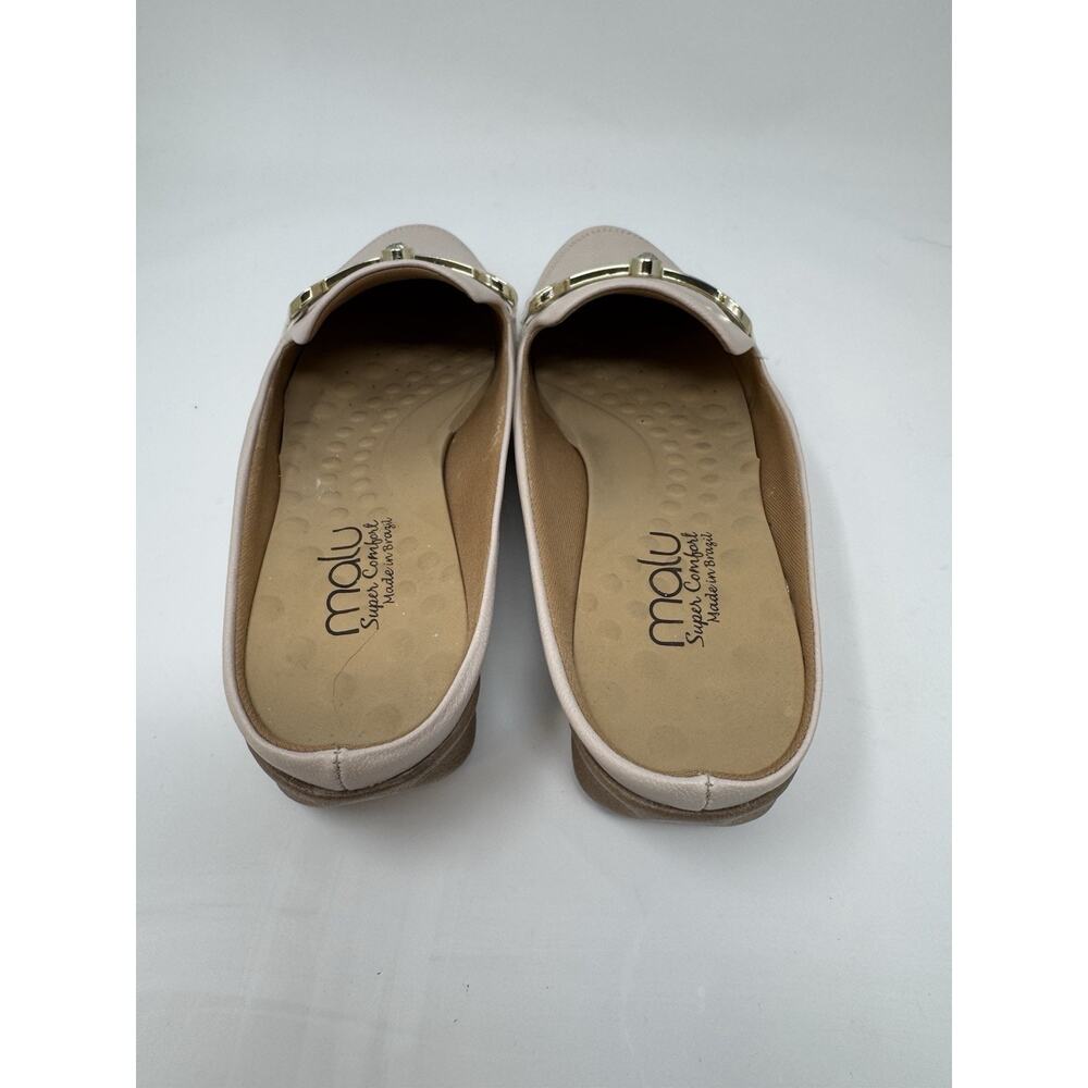 Malo Brazil Size 7 Pink Leather Slides Gold detail Slides Slip On Comfort - Picture 3 of 5